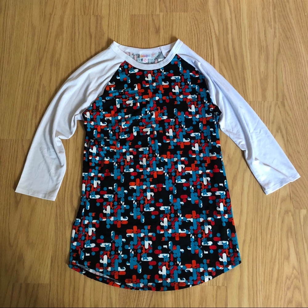 LuLaRoe Randy Americana Baseball Tee Red, White, & Blue